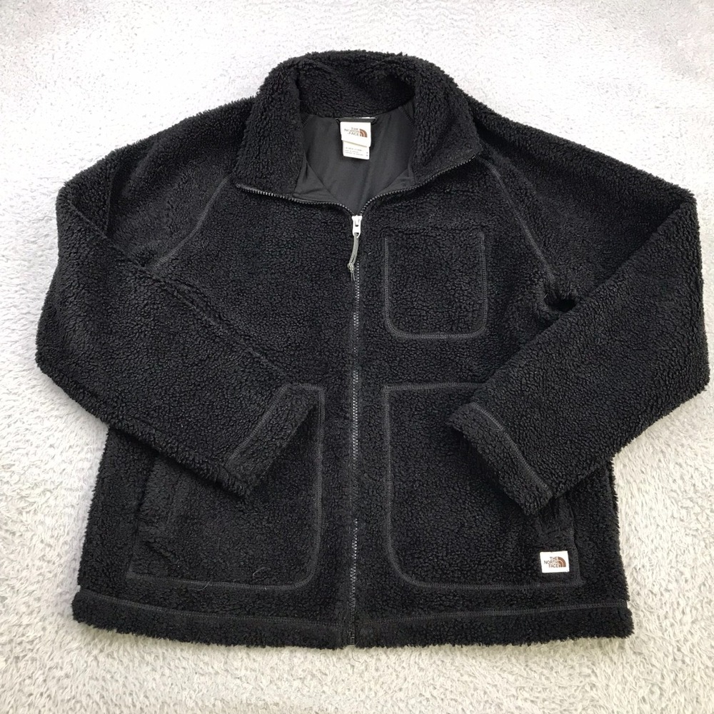 The North Face Ridge Fleece Full Zip Jacket Womens M Black Multi Pocket Deeppile
